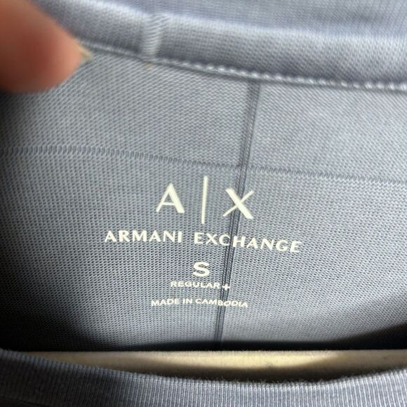 Armani Exchange Men's Regular Fit ASV Ribbed Cotton Slate Blue Crew Neck T-Shirt - Picture 4 of 10
